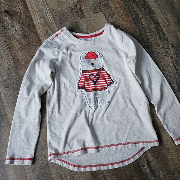 HANNA ANDERSSON Long Sleeved Applique Embellish Top Lot Sz 140 9-10 Cat & Bear - Picture 5 of 9